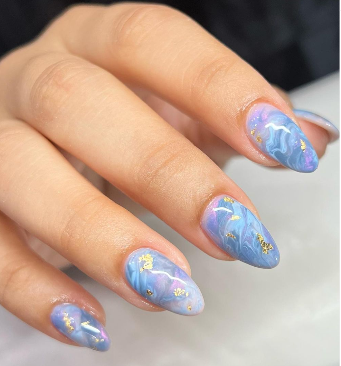 Nails with White Floral