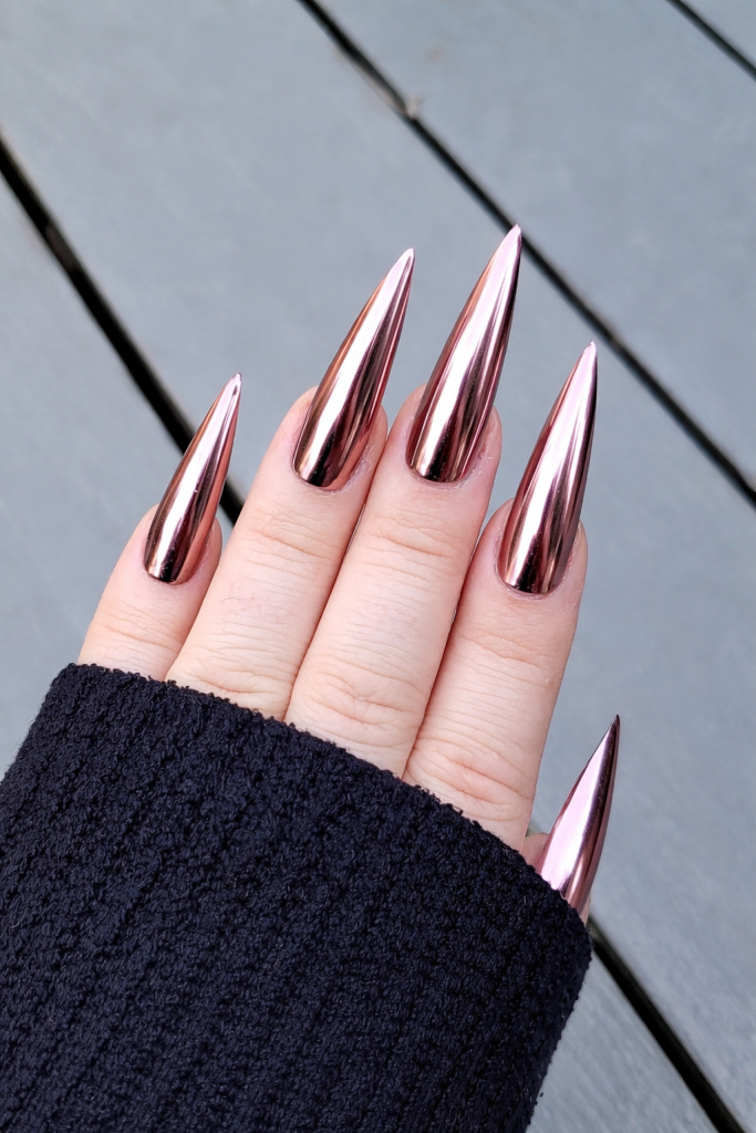 Chrome Stiletto Nails