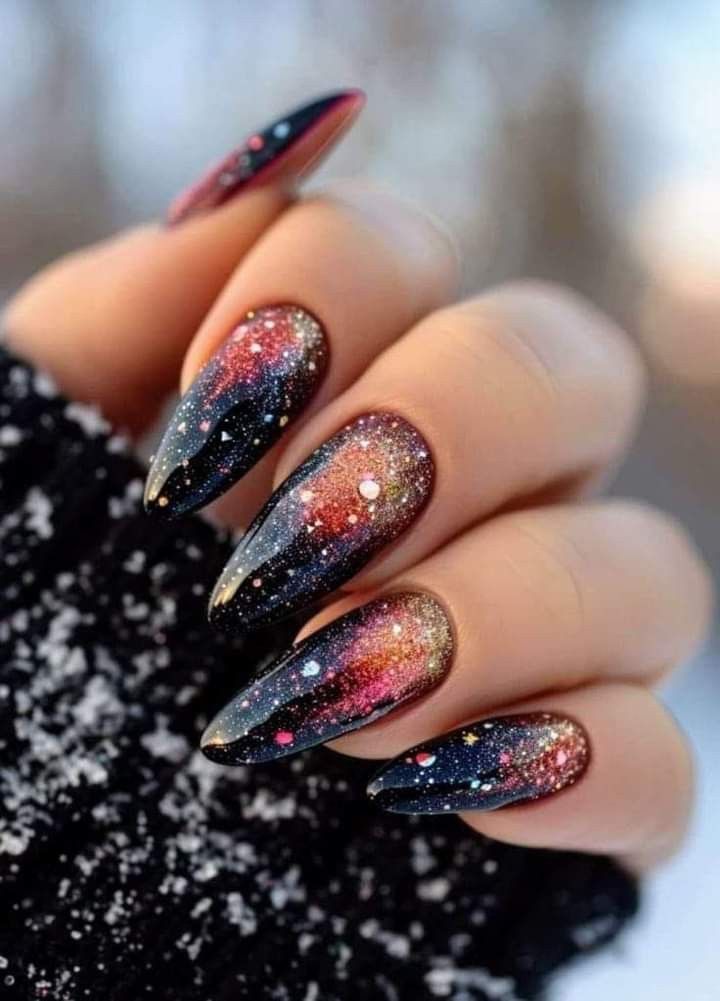 Galaxy-Inspired Stiletto Nails