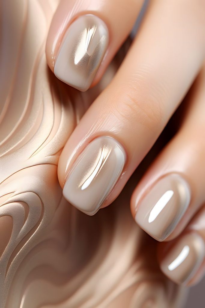 Nude Nails with Chrome Glow