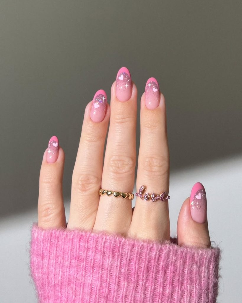 Pink Heart Nail Art