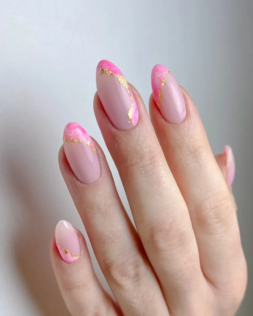  Pink Marble Nail 