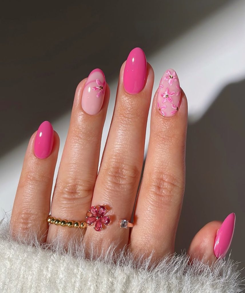 Pink Marble Nail Look