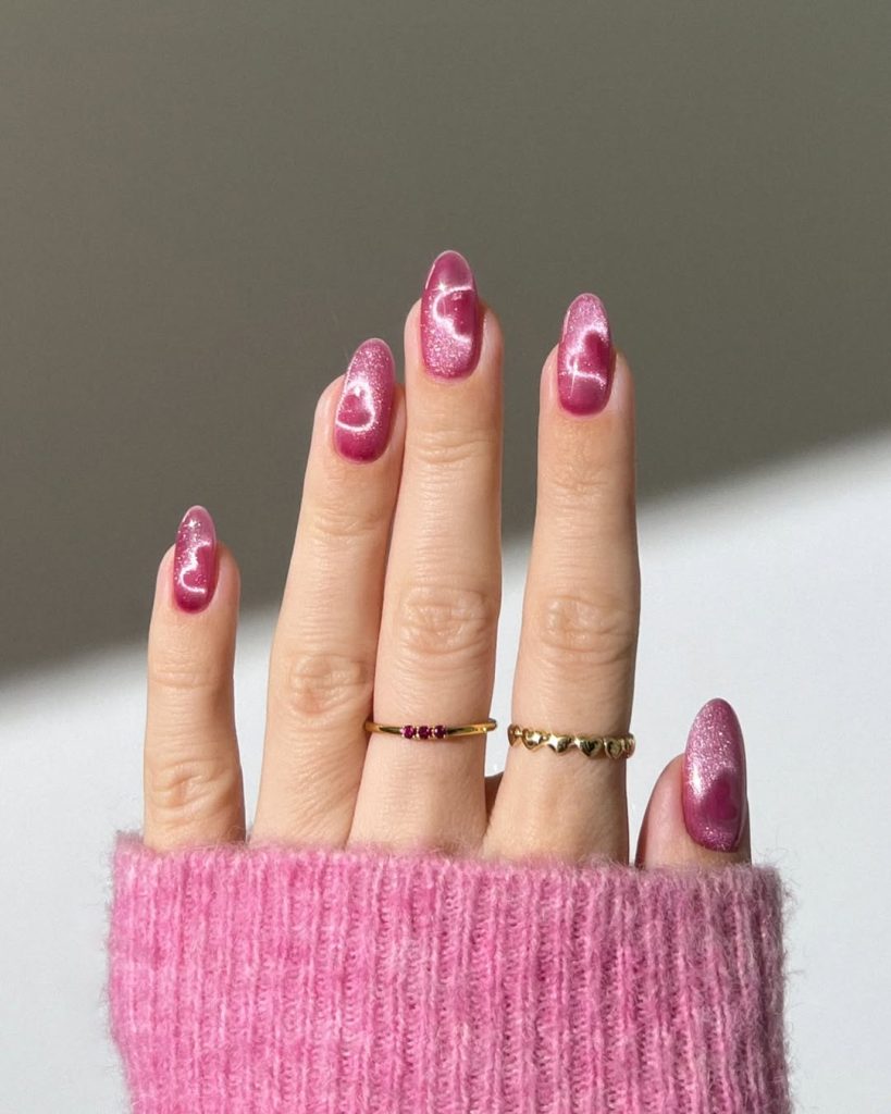 Pink Nails with Glitter