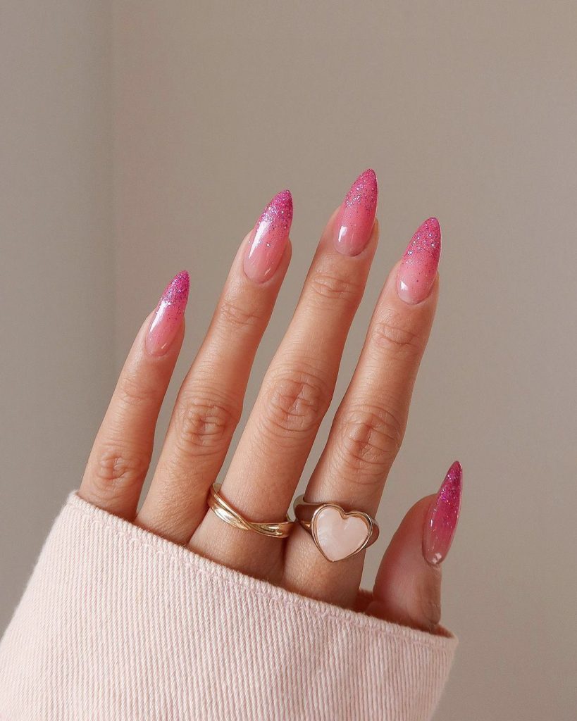 Shiny Pink Chrome Nails