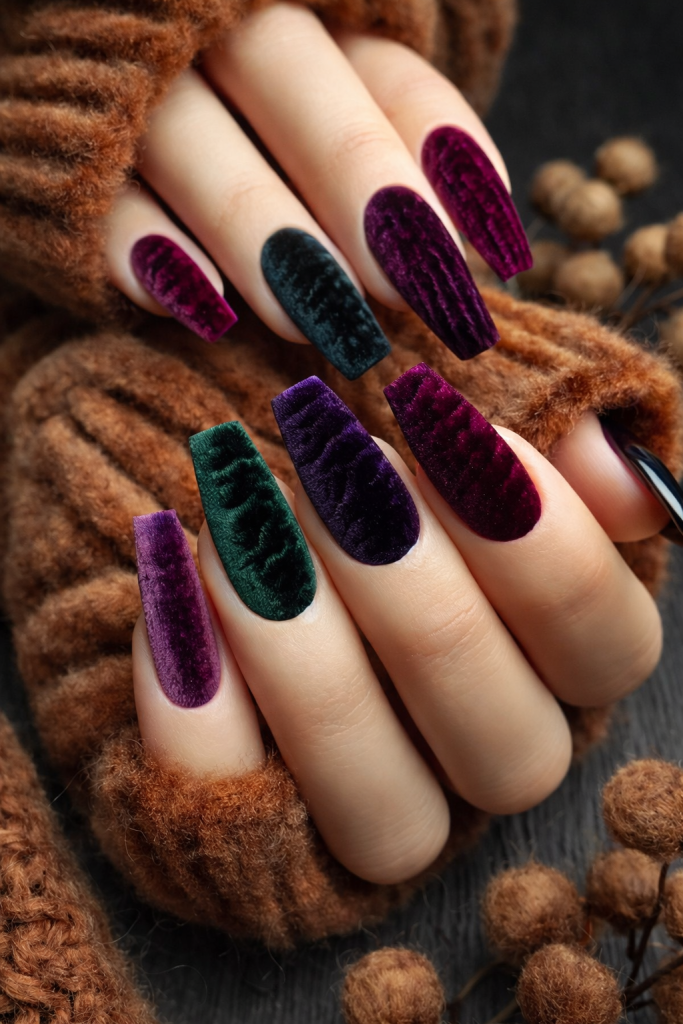 Velvet Effect Stiletto Nails