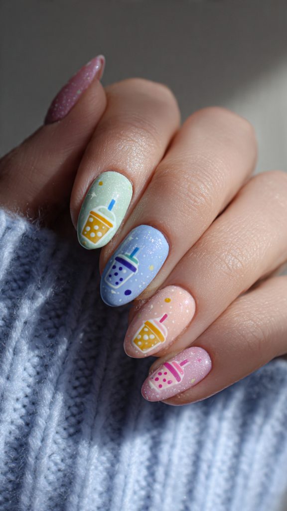 Bubble Tea Nail Designs