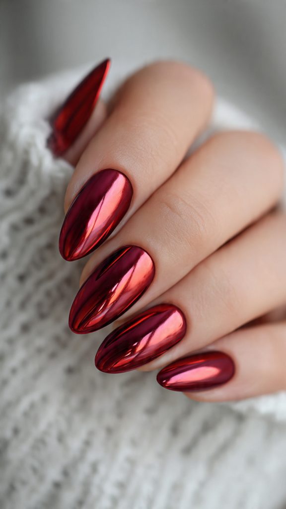 Candy Apple Chrome Red Nails