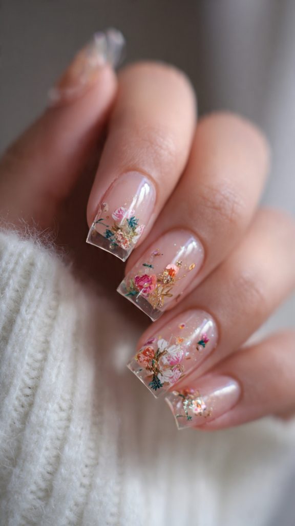 Clear Nails with Tiny Art Inside