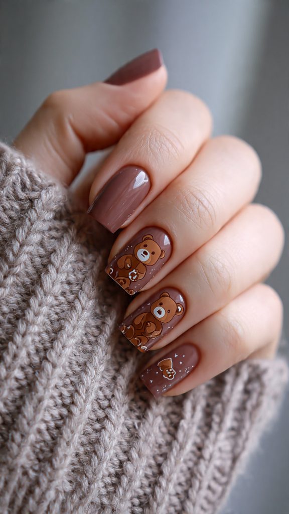 Cozy Teddy Bear Nails