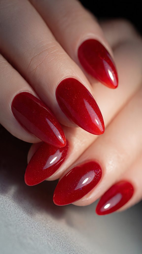  Glossy Red Jelly Nails