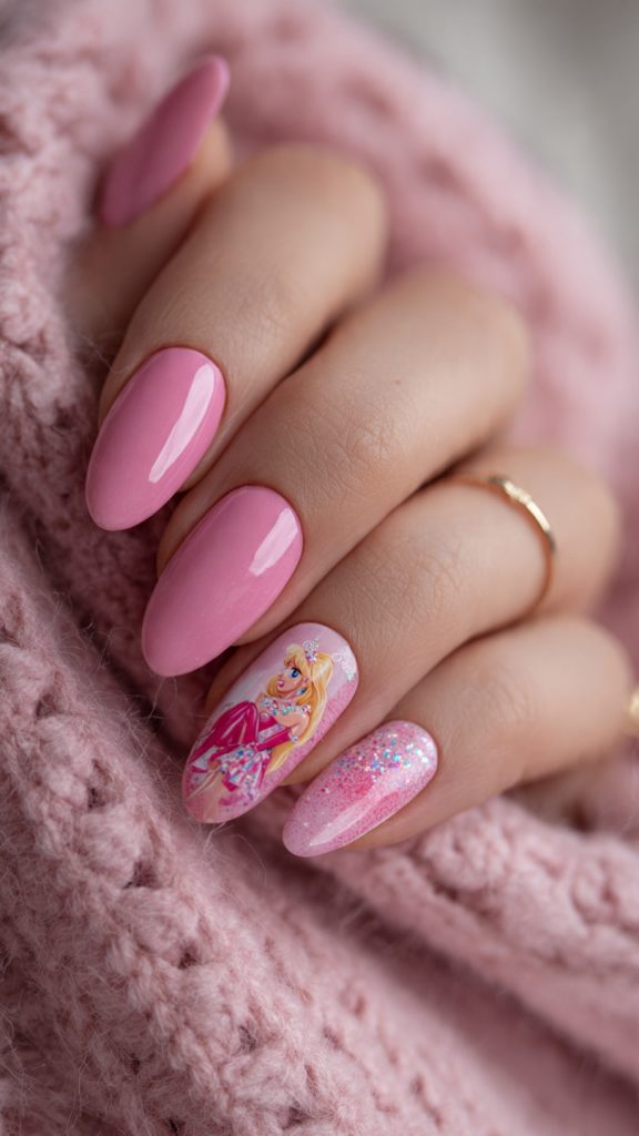 Pink Barbie-Inspired Nails