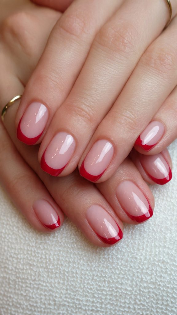 Red-Tipped French Manicure Style