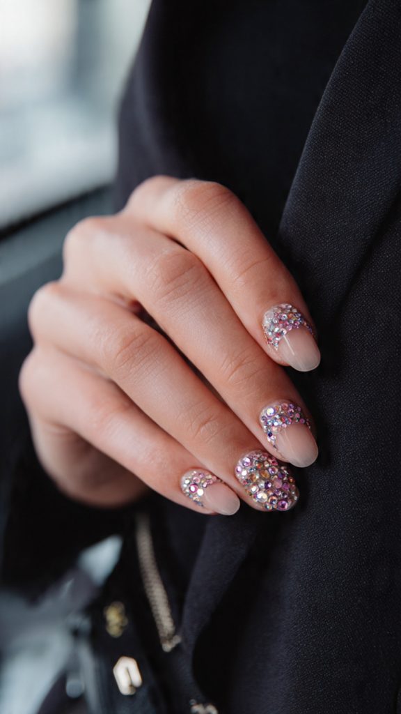 Rhinestone Accent Nails