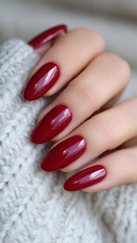 Shiny Ruby Red Gel Nails