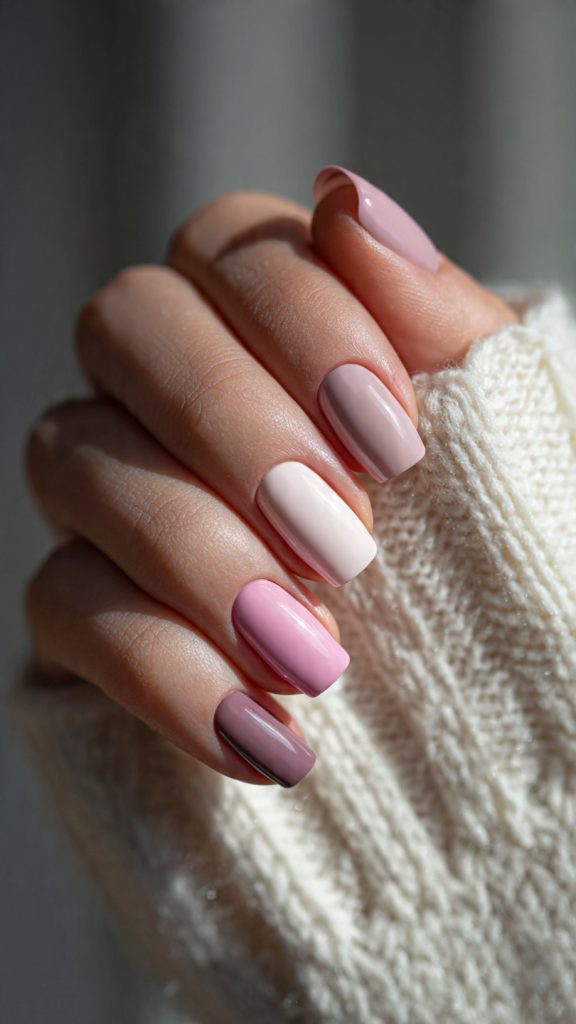 Skittle Nails in the Same Color Family