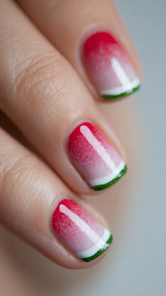 Watermelon Slice Nail Design