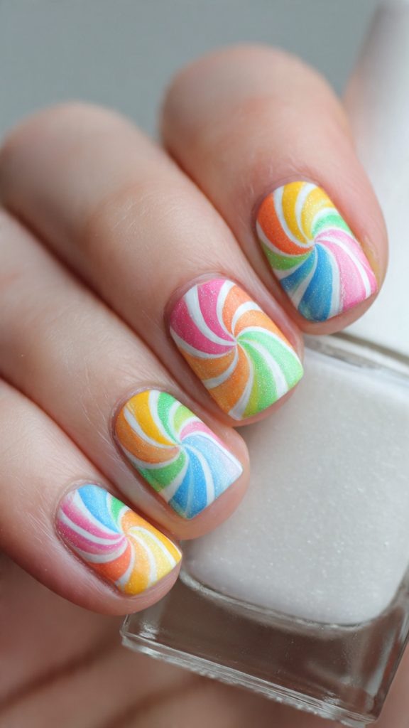 Candy Swirl Nail Art