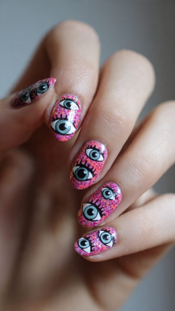 Cartoon Eye Nail Art