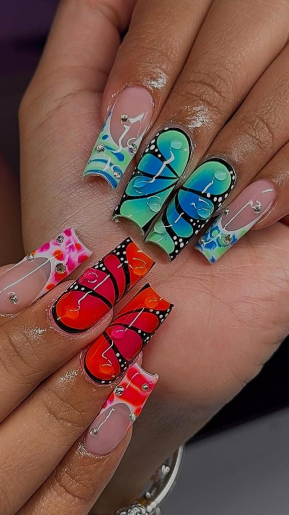 . Butterfly Theme Birthday Nails