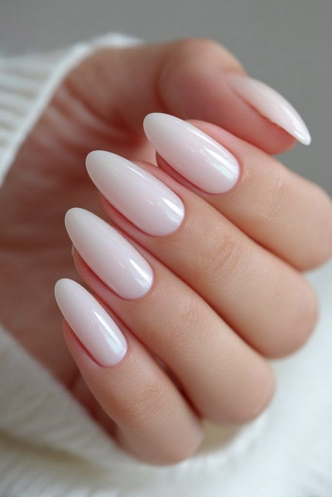 Almond Shape Milky Nails