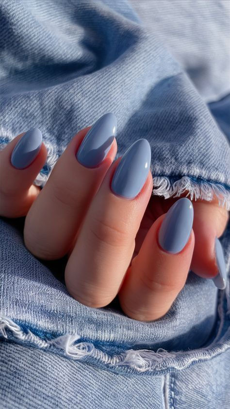 Baby Blue Almond Nails