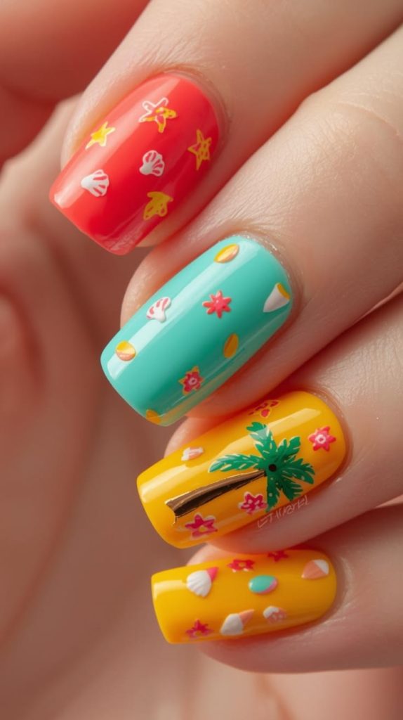 Beach Ball Color Nails
