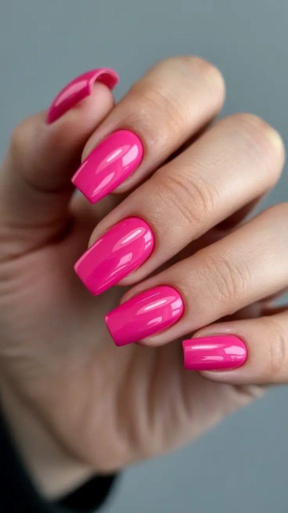 Bright Hot Pink Nails