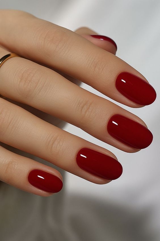 Bright Red Short Square Nails