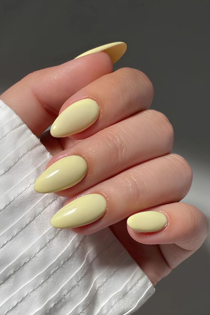 Butter Yellow Coffin Nails