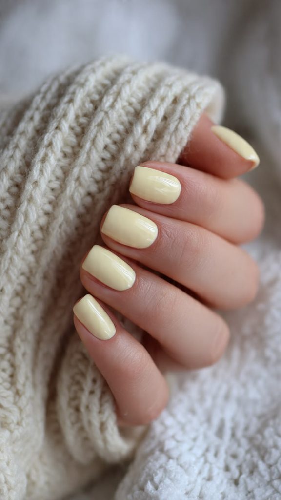Butter Yellow Square Nail