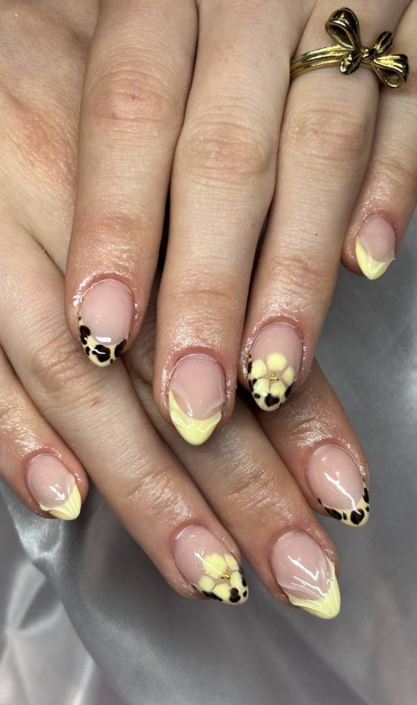 Butter Yellow with Leopard Print