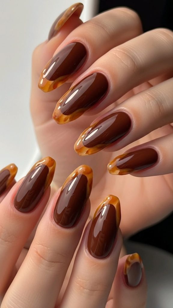 Caramel Drip Nails