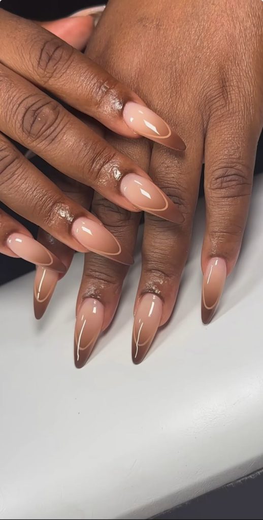 Caramel Nude with Glossy Tips