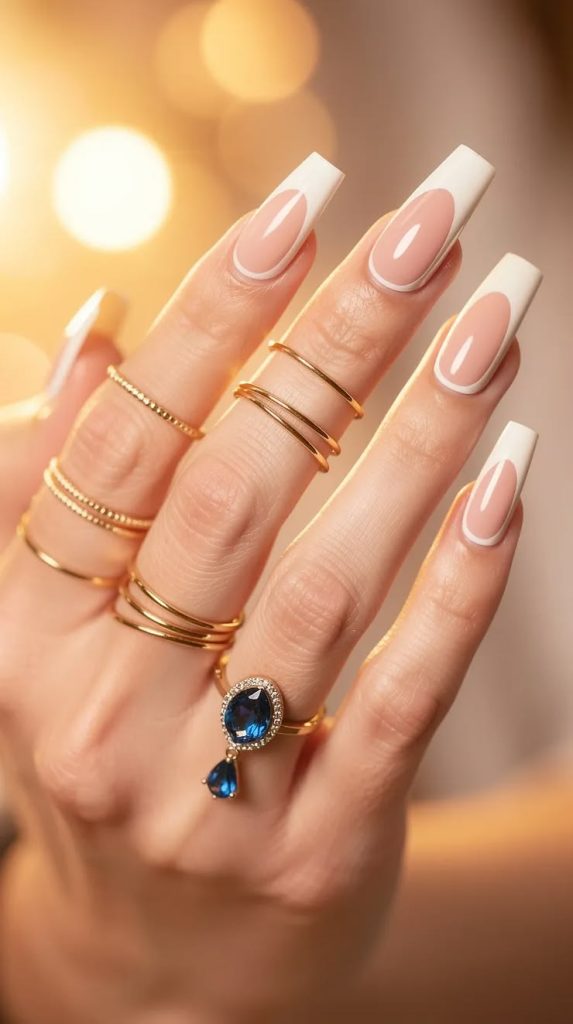 Celebrity Style French Acrylic Nail Look