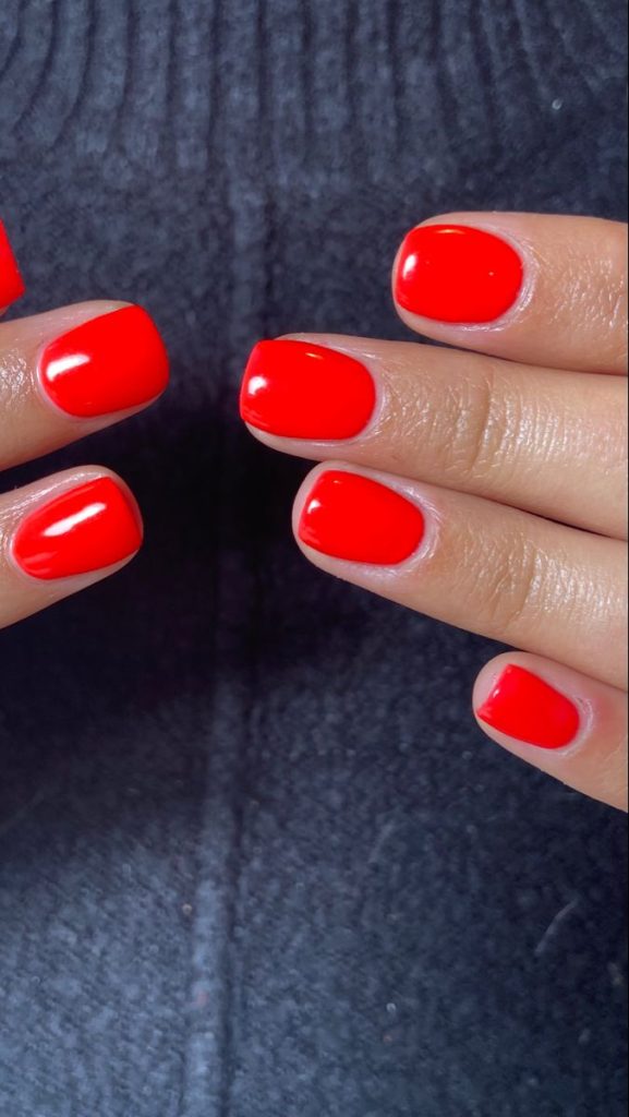 Classic Red Short Square Nails