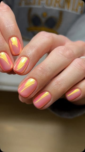 Colorful Vacation Chrome Nails