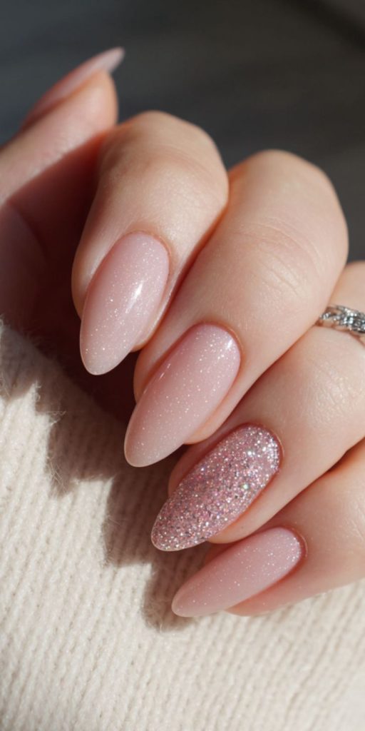 Coral Pink Almond Nails