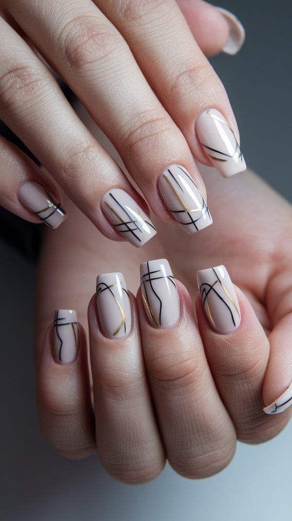 Creative Abstract Designs on Square Nails