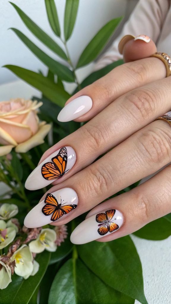 Cute Butterfly Accent Nails