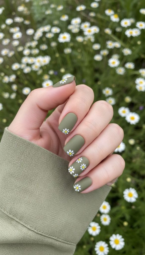 Cute Daisy Short Nails