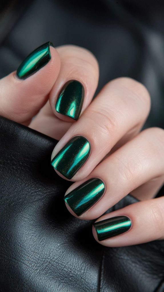 Deep Green Velvet Nails