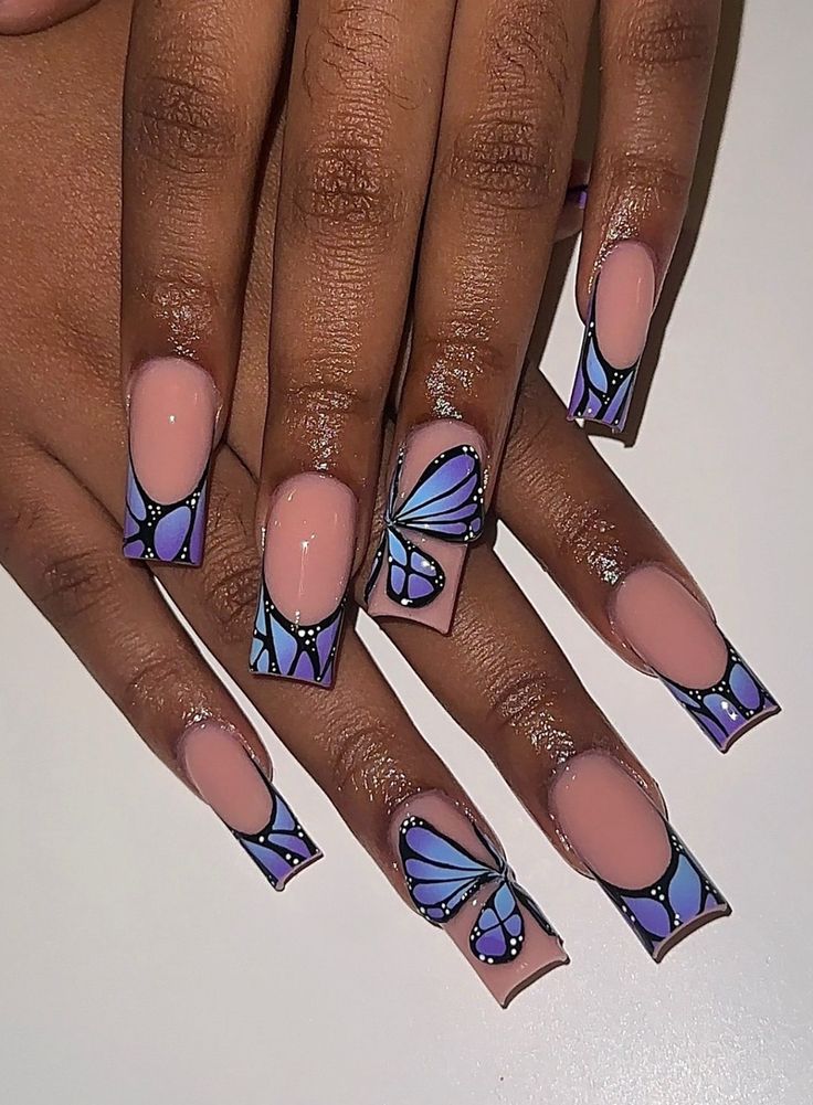 Easy Y2K Nails with Butterfly French Tips
