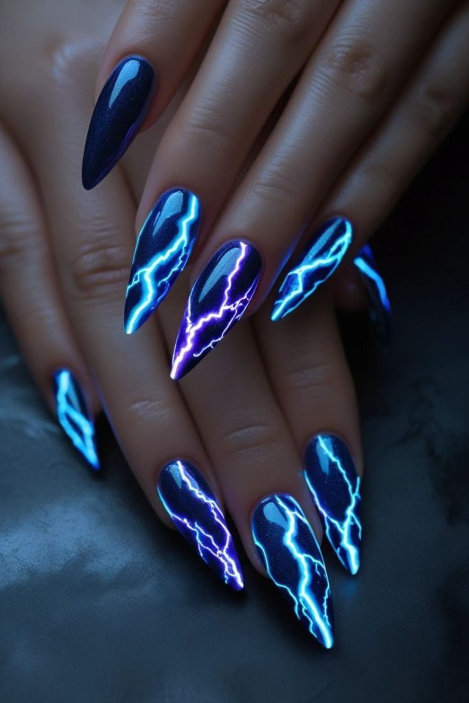 Electric Flame Nails Inspired by Hades