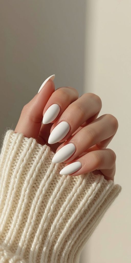 Frosted White Nails