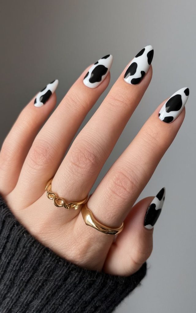  Gel Cow Print Nails