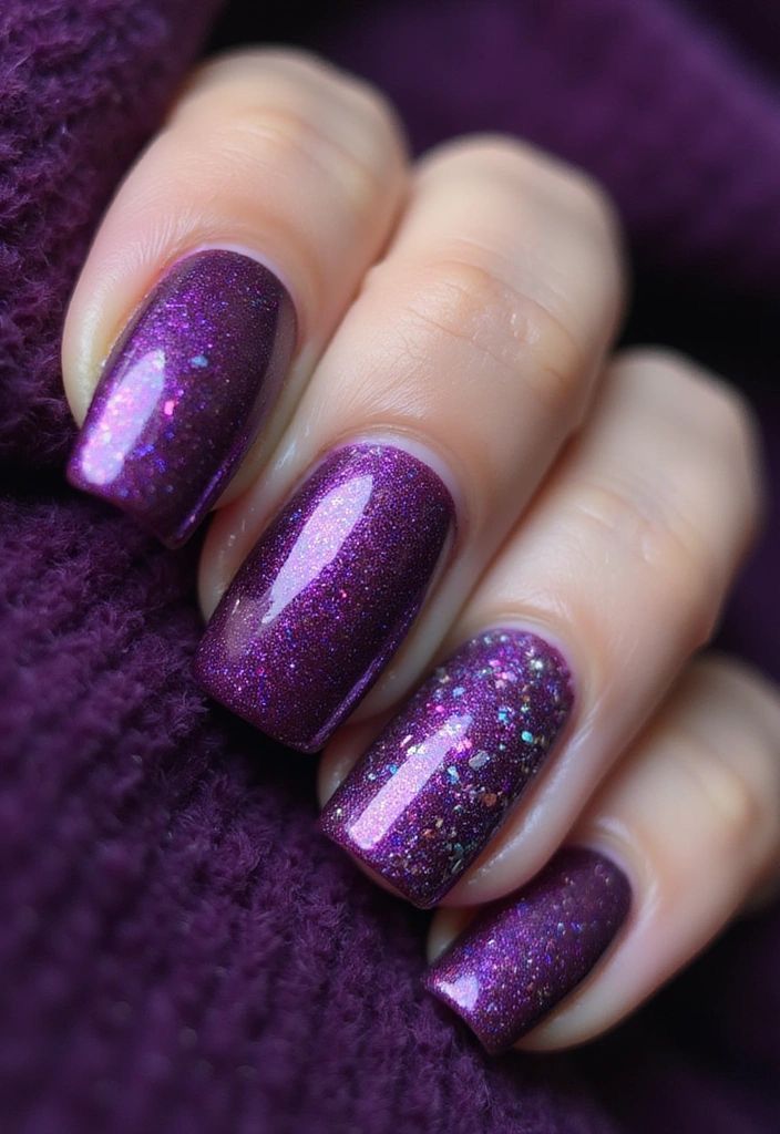 Glitter Purple Nails