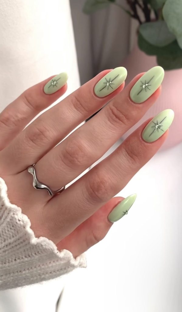 Jade Nails with Pearl Detail