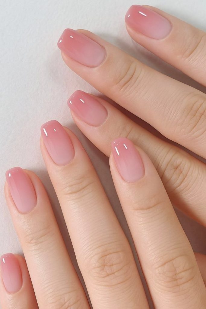 Light Baby Pink Gloss Nails
