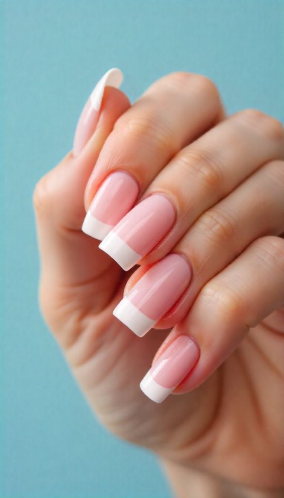 Light Pink French Acrylic Nail Design for Events